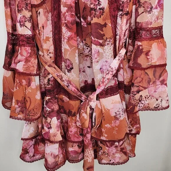 NWT BHLDN Camila Long Sleeve Chiffon Mini Dress Pink Medium - Picture 8 of 16